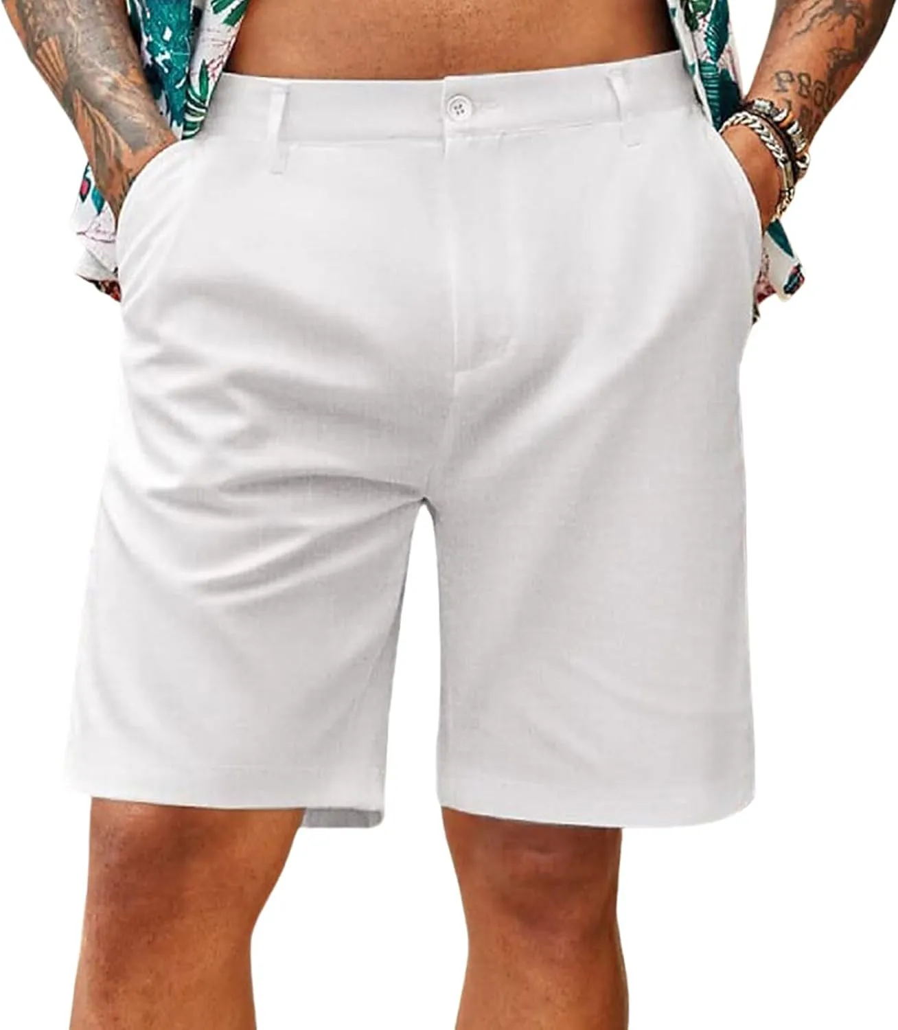 Mens Stretch Golf Shorts Slim-Fit Quick Dry Work Casual Short Pants Fashion Lightweight Flat Front Chino Dress Shorts