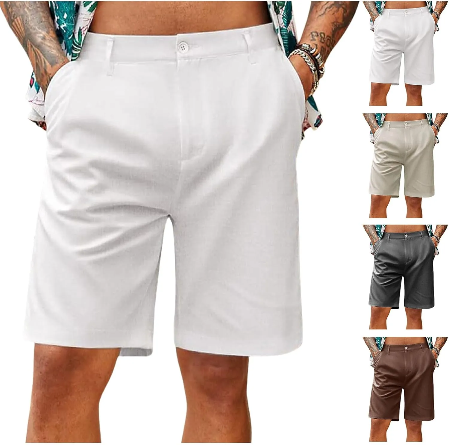 Mens Stretch Golf Shorts Slim-Fit Quick Dry Work Casual Short Pants Fashion Lightweight Flat Front Chino Dress Shorts