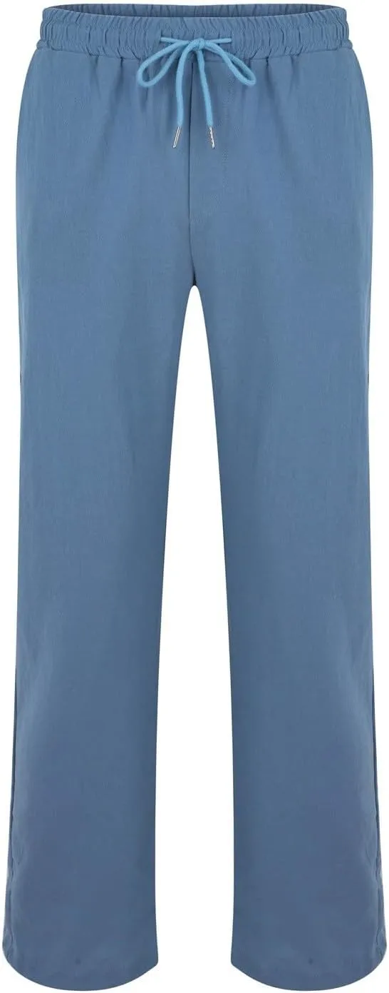 Mens Summer Cropped Pants Casual Elastic Waist Slim Fit Ankle Length Trousers with Pockets Stretch Drawstring Sweatpants