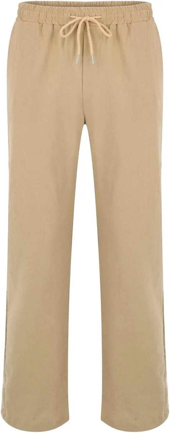 Mens Summer Cropped Pants Casual Elastic Waist Slim Fit Ankle Length Trousers with Pockets Stretch Drawstring Sweatpants