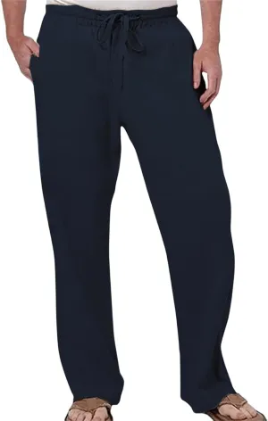 Men's Summer Linen Pants Baggy Straight Leg Trousers Plain Elastic Waist Trousers Casual Travel Pants with Pockets