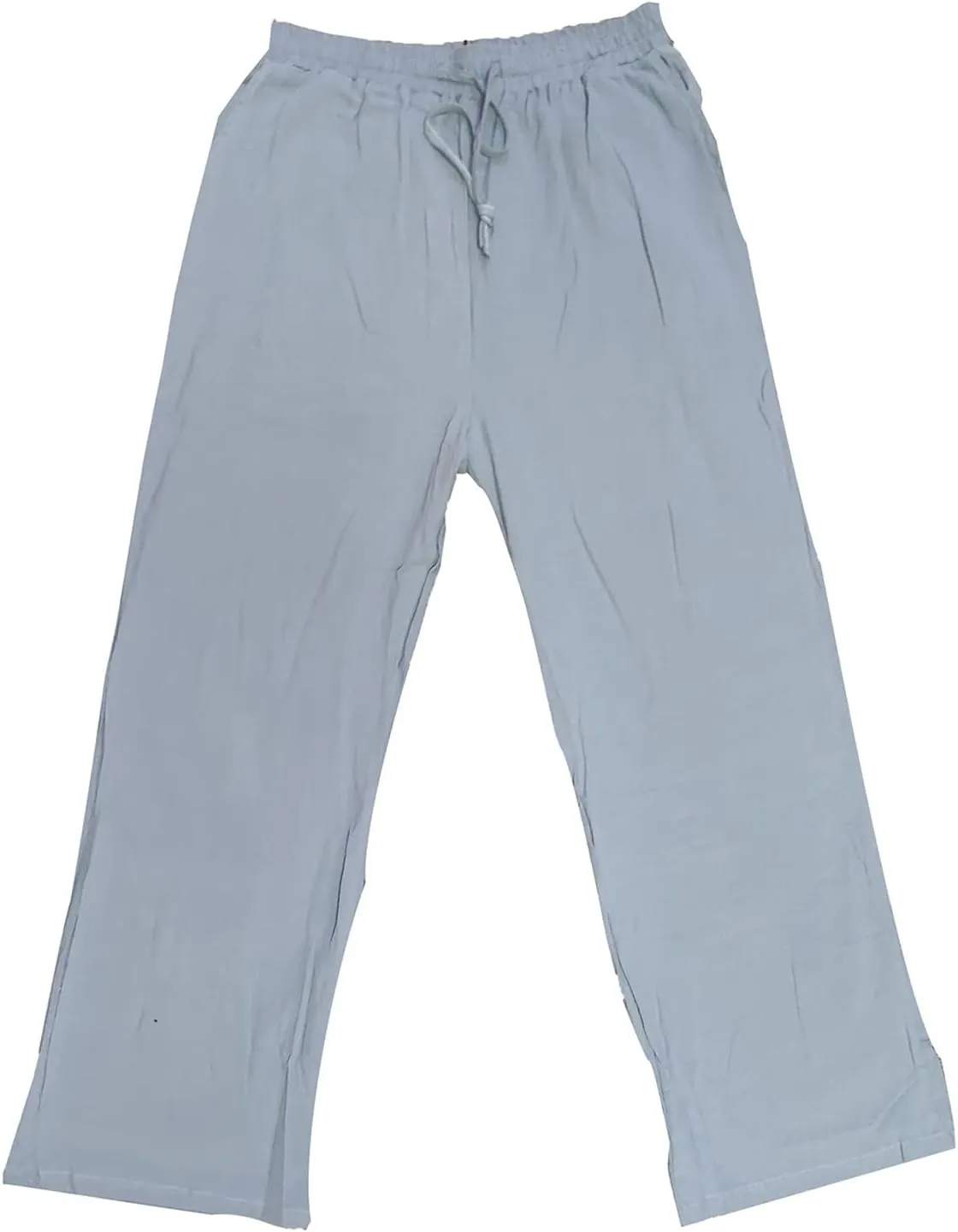 Men's Summer Pants Drawstring Waist Plain Casual Pants Lightweight Vacation Beach Slacks Plus Size Baggy Trousers