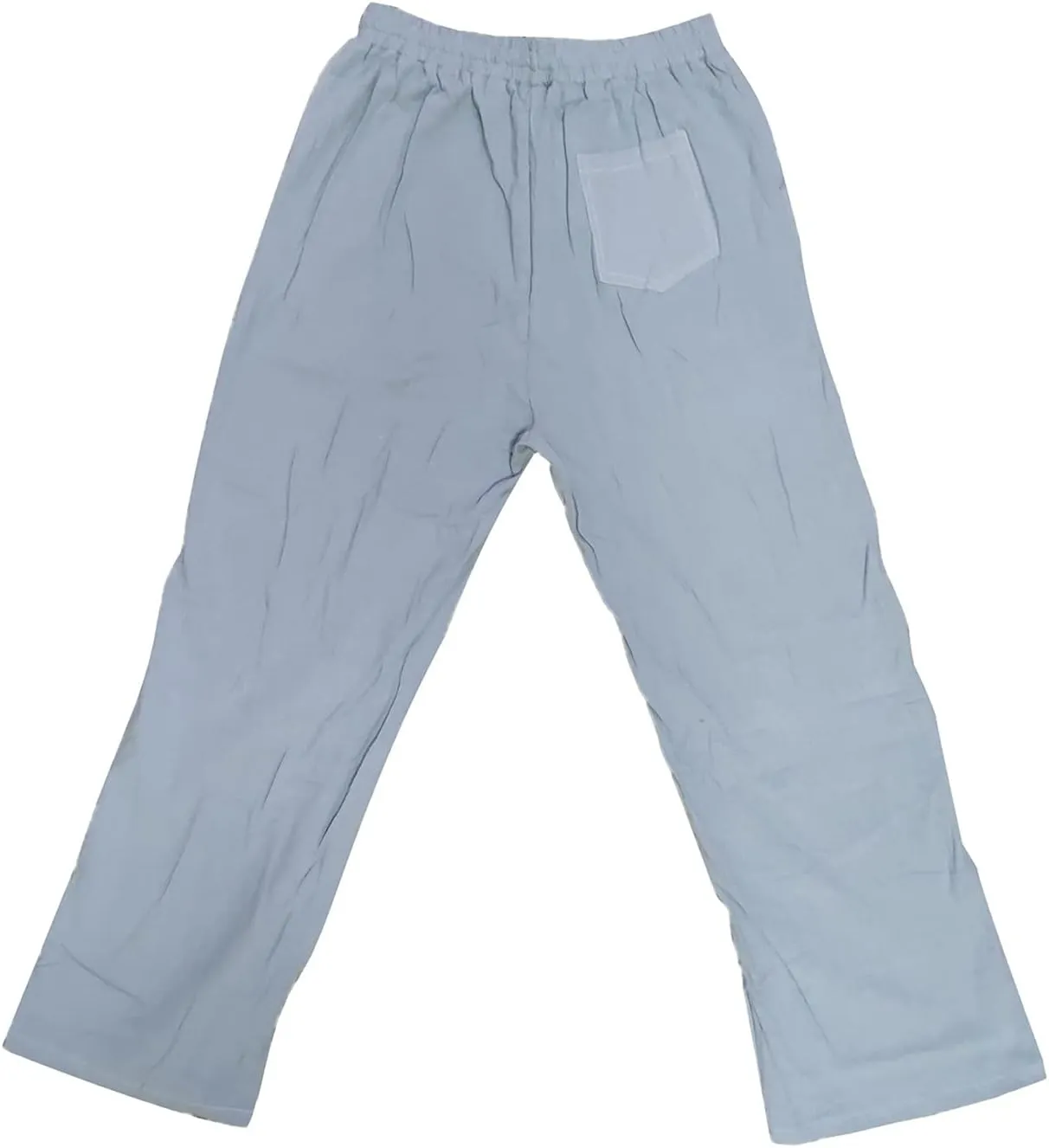 Men's Summer Pants Drawstring Waist Plain Casual Pants Lightweight Vacation Beach Slacks Plus Size Baggy Trousers