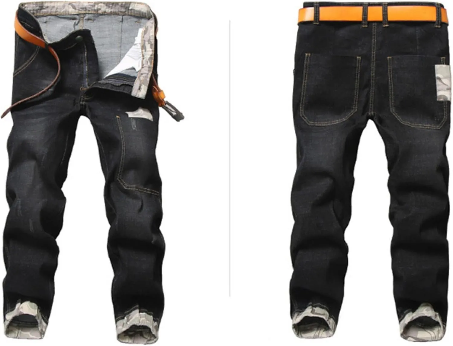 Men's Vintage Ripped Hip Hop Jeans Distressed Side Pocket Stretch Denim Pants Patches Slim Fit Harem Jean Trousers