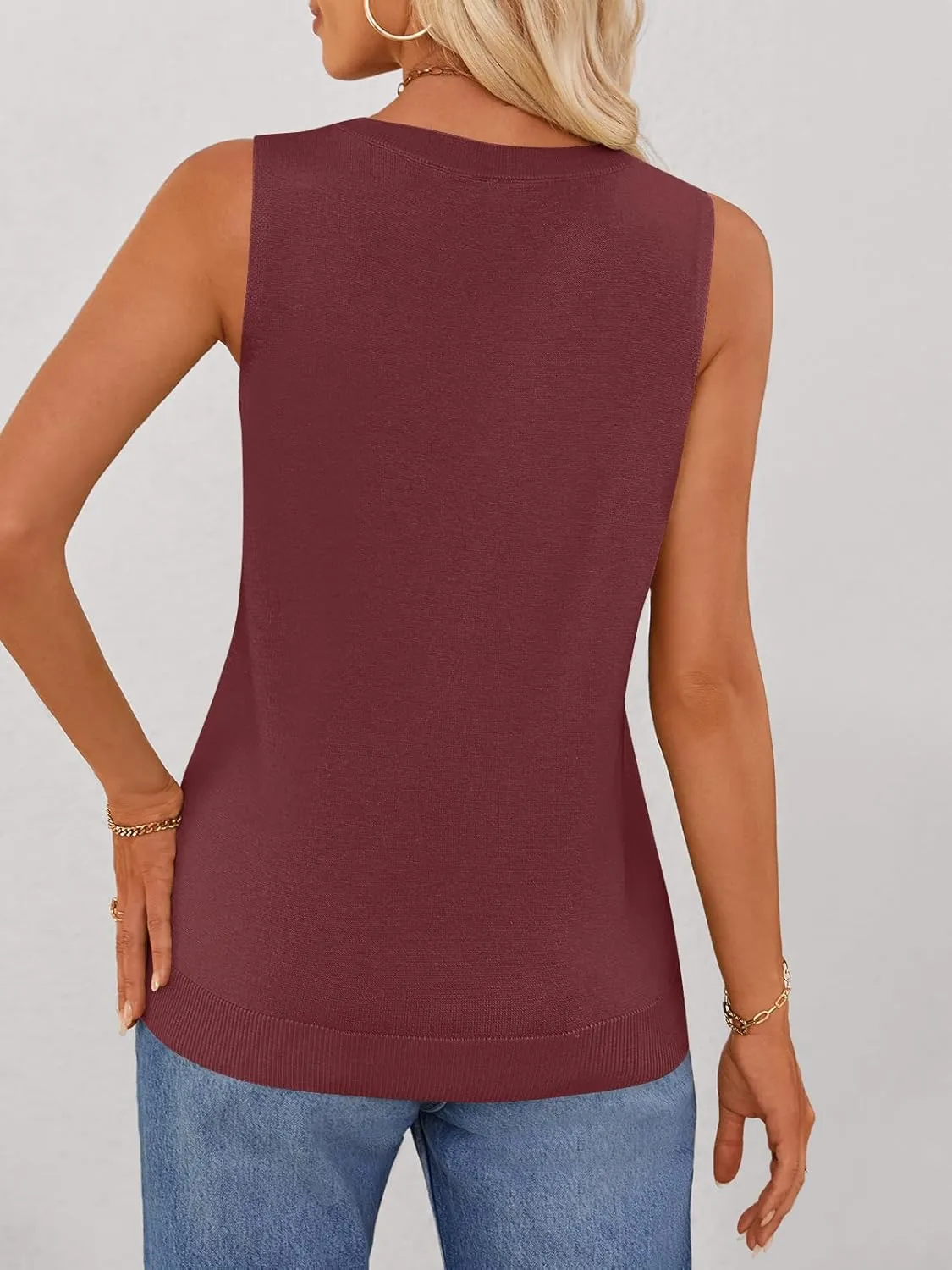 MEROKEETY Women's Summer Casual Sleeveless Tank Tops 2025 Crew Neck Knit Basic Trendy T Shirts