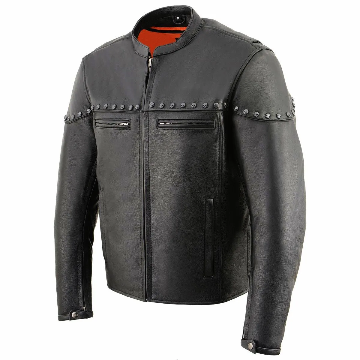 Milwaukee Leather MLM1504 Men's Black ‘The Skelly Racer’ Premium Moto