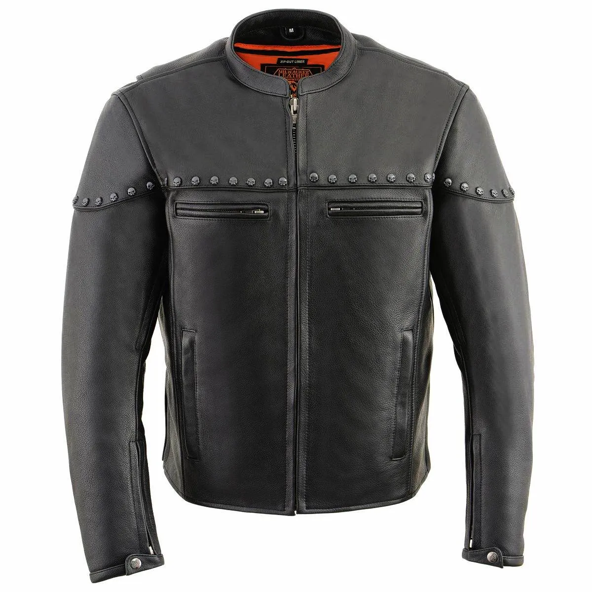 Milwaukee Leather MLM1504 Men's Black ‘The Skelly Racer’ Premium Moto