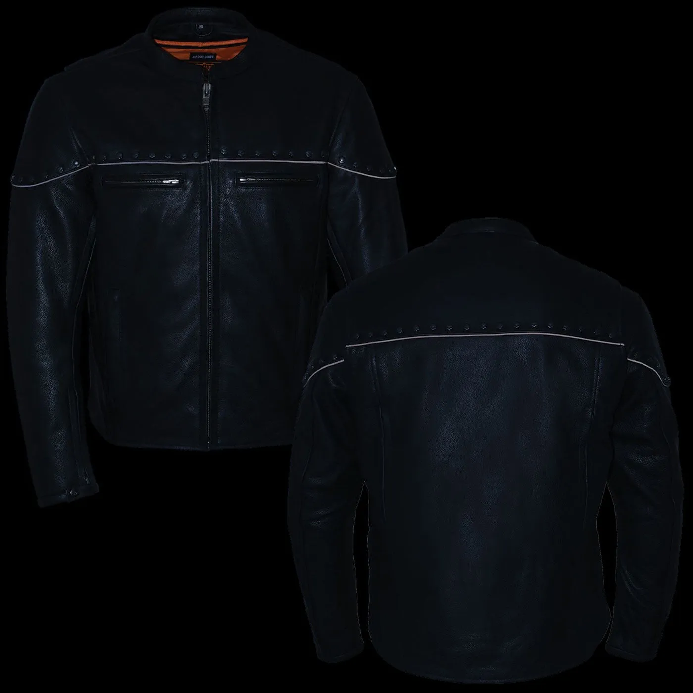 Milwaukee Leather MLM1504 Men's Black ‘The Skelly Racer’ Premium Moto