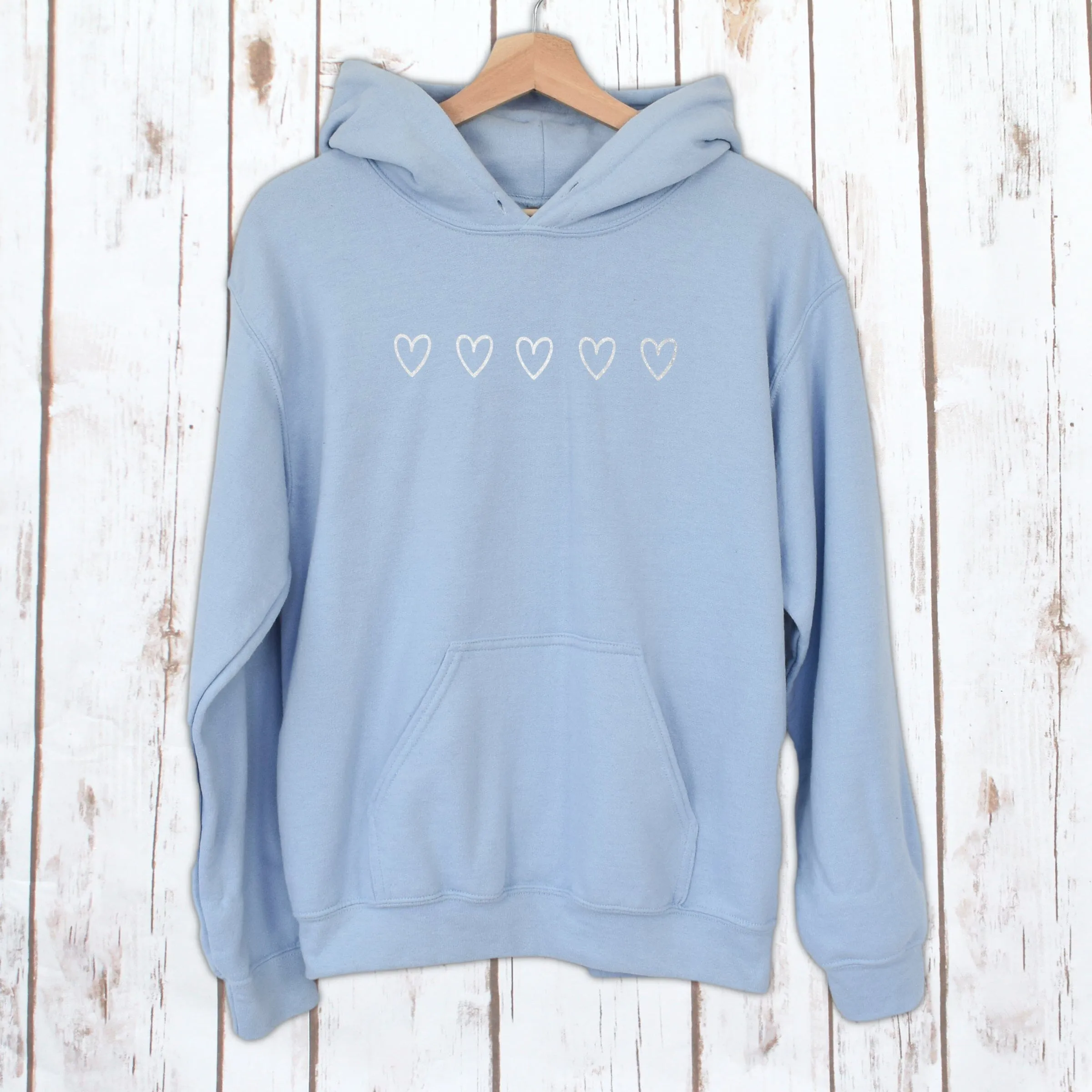 Mini Silver Hearts Ladies Hooded Sweatshirt