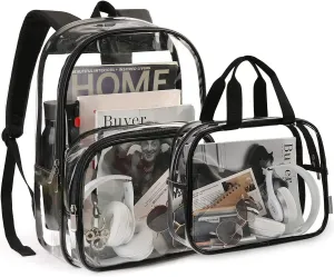 mommore Clear Backpack Durable Clear Bookbags Transparent Backpack for School, Work, Security