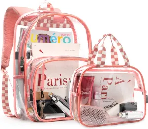 mommore Clear Backpack Durable Clear Bookbags Transparent Backpack for School, Work, Security