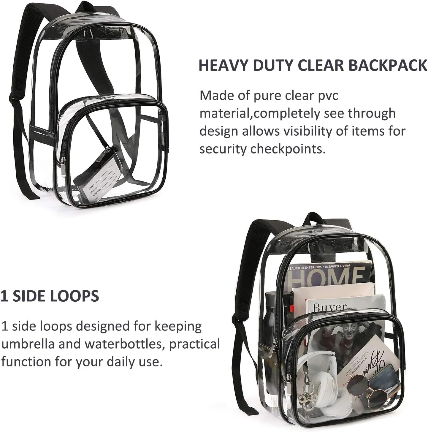 mommore Clear Backpack Durable Clear Bookbags Transparent Backpack for School, Work, Security