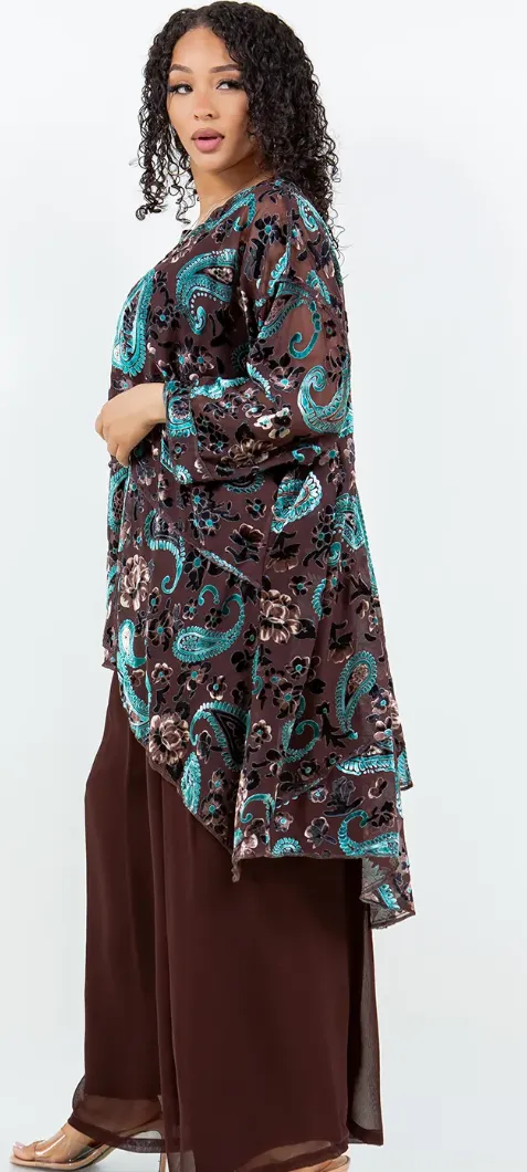 Mosaic Paisley & Roses hi-low Tunic Top Boho Hippie Chic Resort Wear Sml-10X