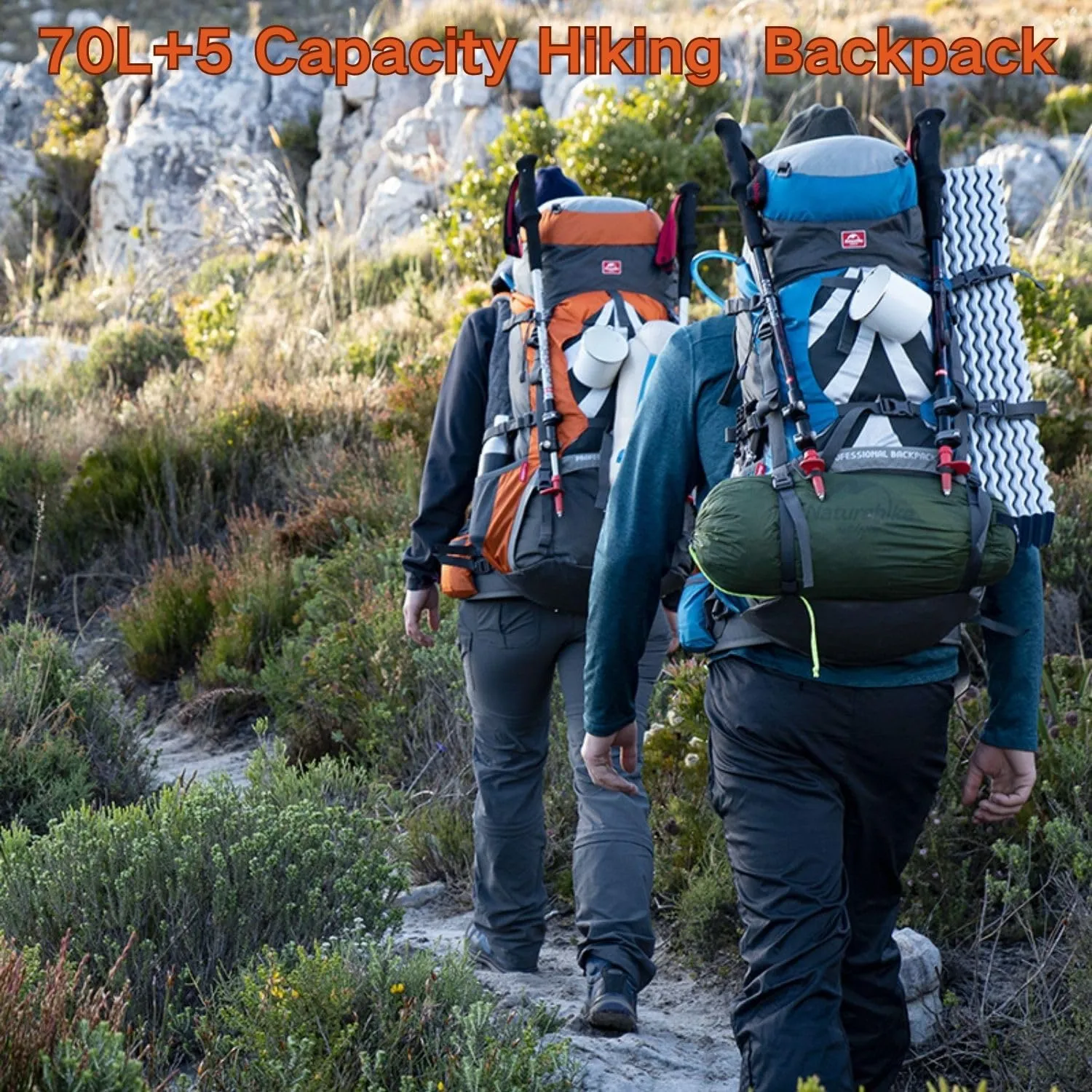 Naturehike 70 5L Lightweight Hiking Backpack, Tear-resistant Fabrics-Light CR Carrying System-Comfortable Weight-Bearing(Blue)