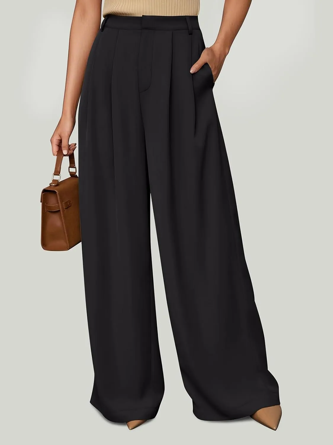 NIMIN Women Wide Leg Palazzo Pants High Waisted Business Casual Pants Dressy Loose Work Trousers 2025 Summer Slacks