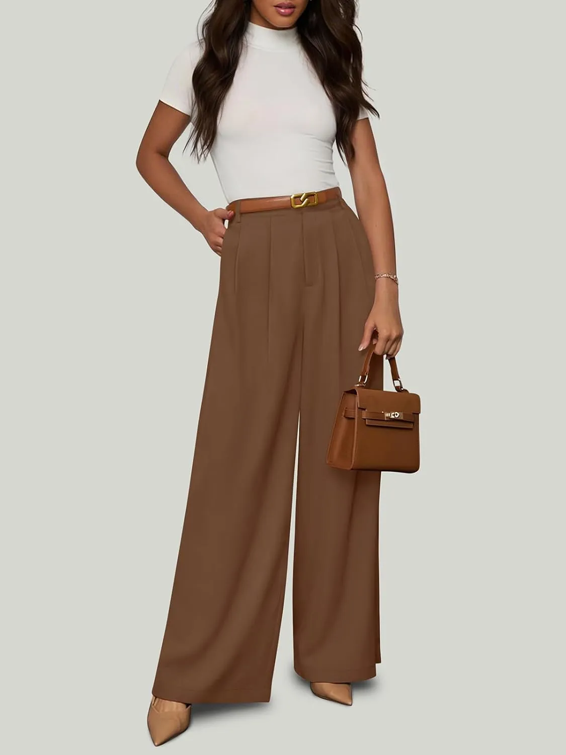 NIMIN Women Wide Leg Palazzo Pants High Waisted Business Casual Pants Dressy Loose Work Trousers 2025 Summer Slacks