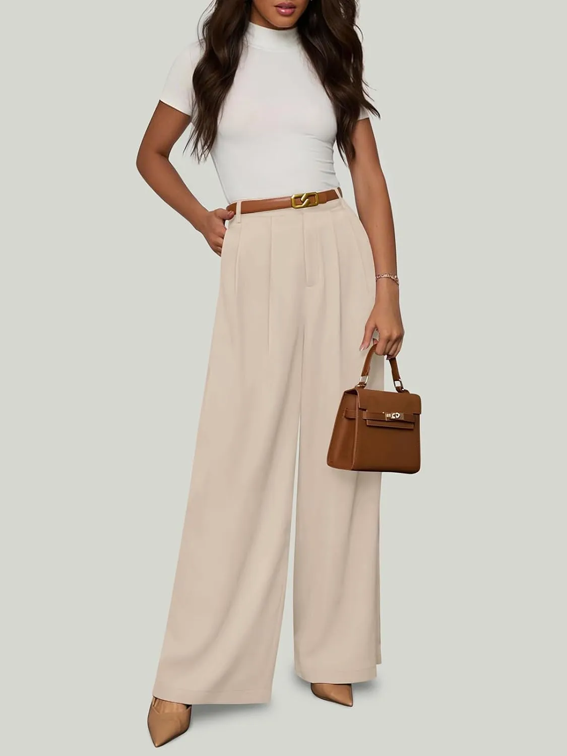 NIMIN Women Wide Leg Palazzo Pants High Waisted Business Casual Pants Dressy Loose Work Trousers 2025 Summer Slacks