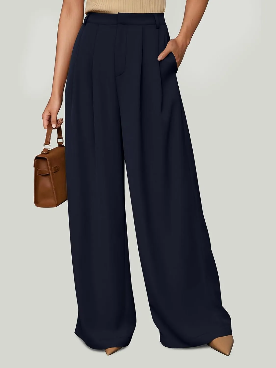 NIMIN Women Wide Leg Palazzo Pants High Waisted Business Casual Pants Dressy Loose Work Trousers 2025 Summer Slacks