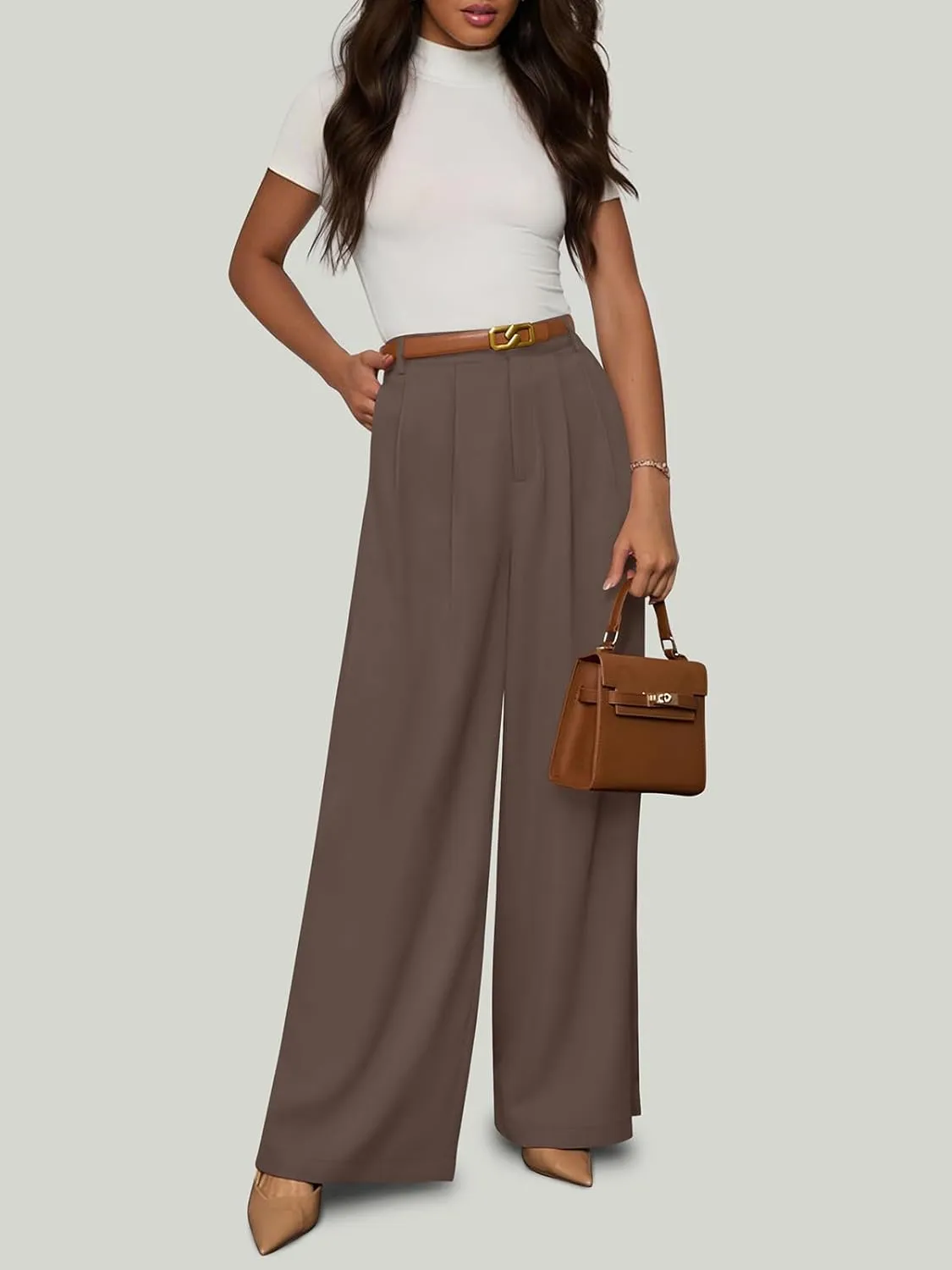NIMIN Women Wide Leg Palazzo Pants High Waisted Business Casual Pants Dressy Loose Work Trousers 2025 Summer Slacks