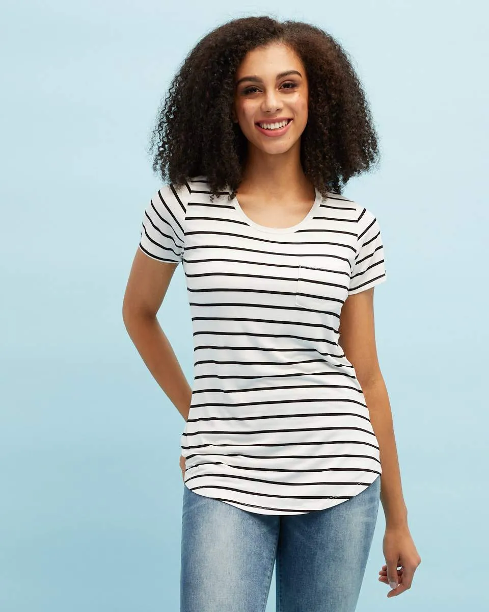 Nursing Tee Bundle- Black & White Stripe