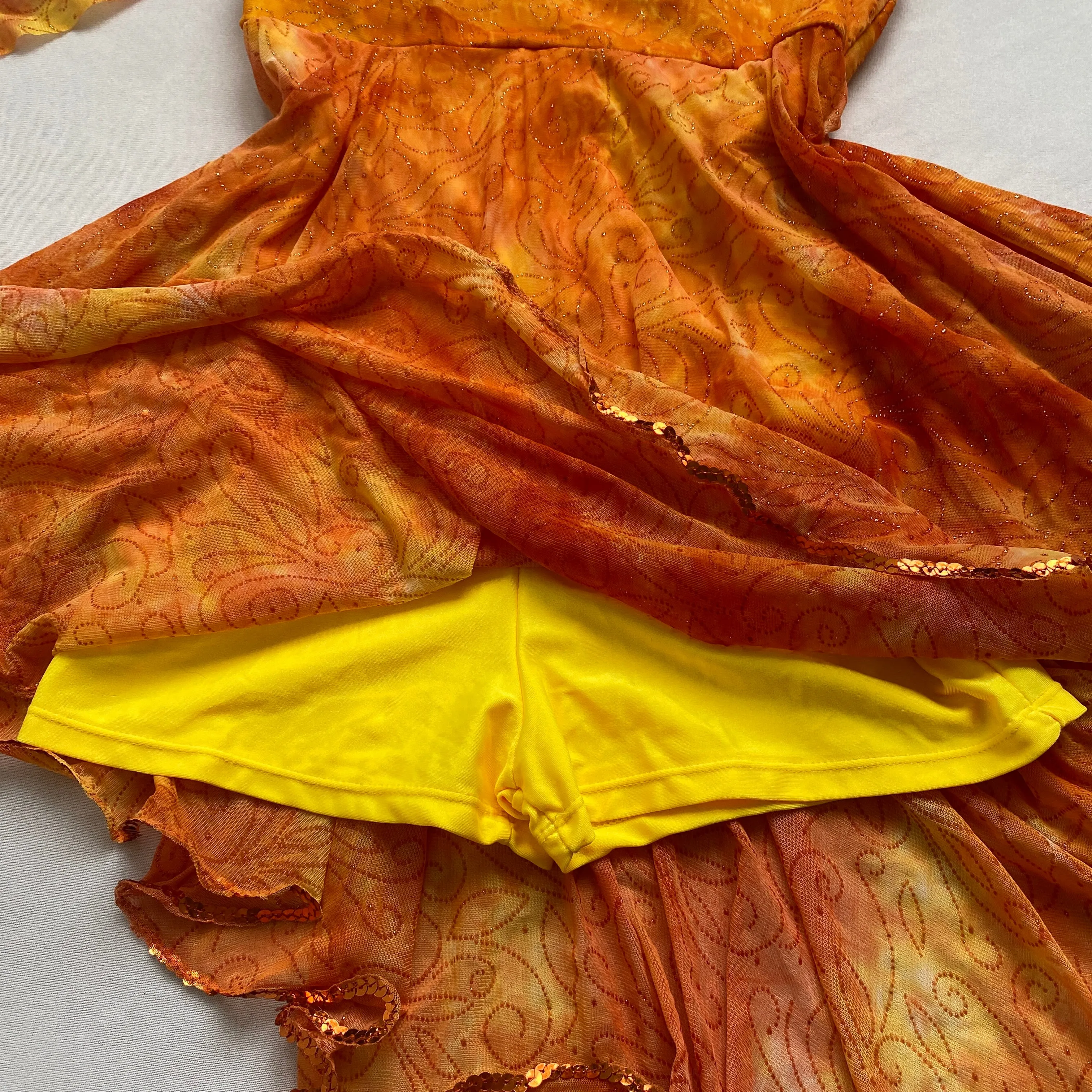 Orange glitter sequin dance costume