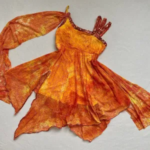 Orange glitter sequin dance costume