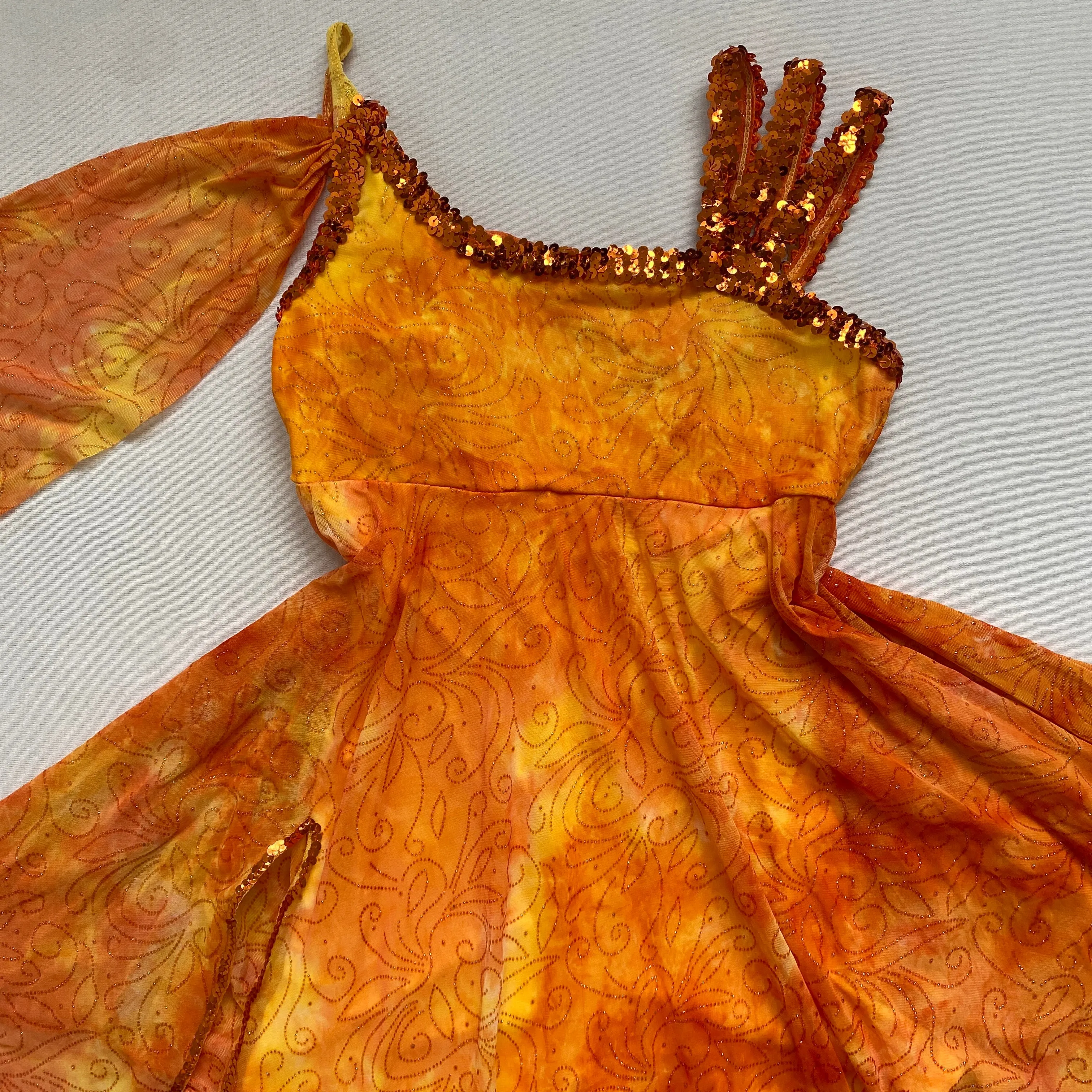 Orange glitter sequin dance costume