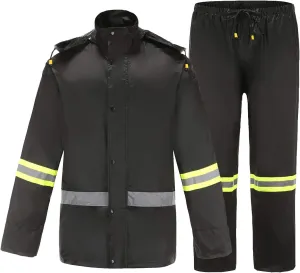 Ourcan Rain Suits for Men Classic Rain Gear Waterproof Rain Coats Hooded Man's Rainwear Fishing Rain Jacket and Rain Pants