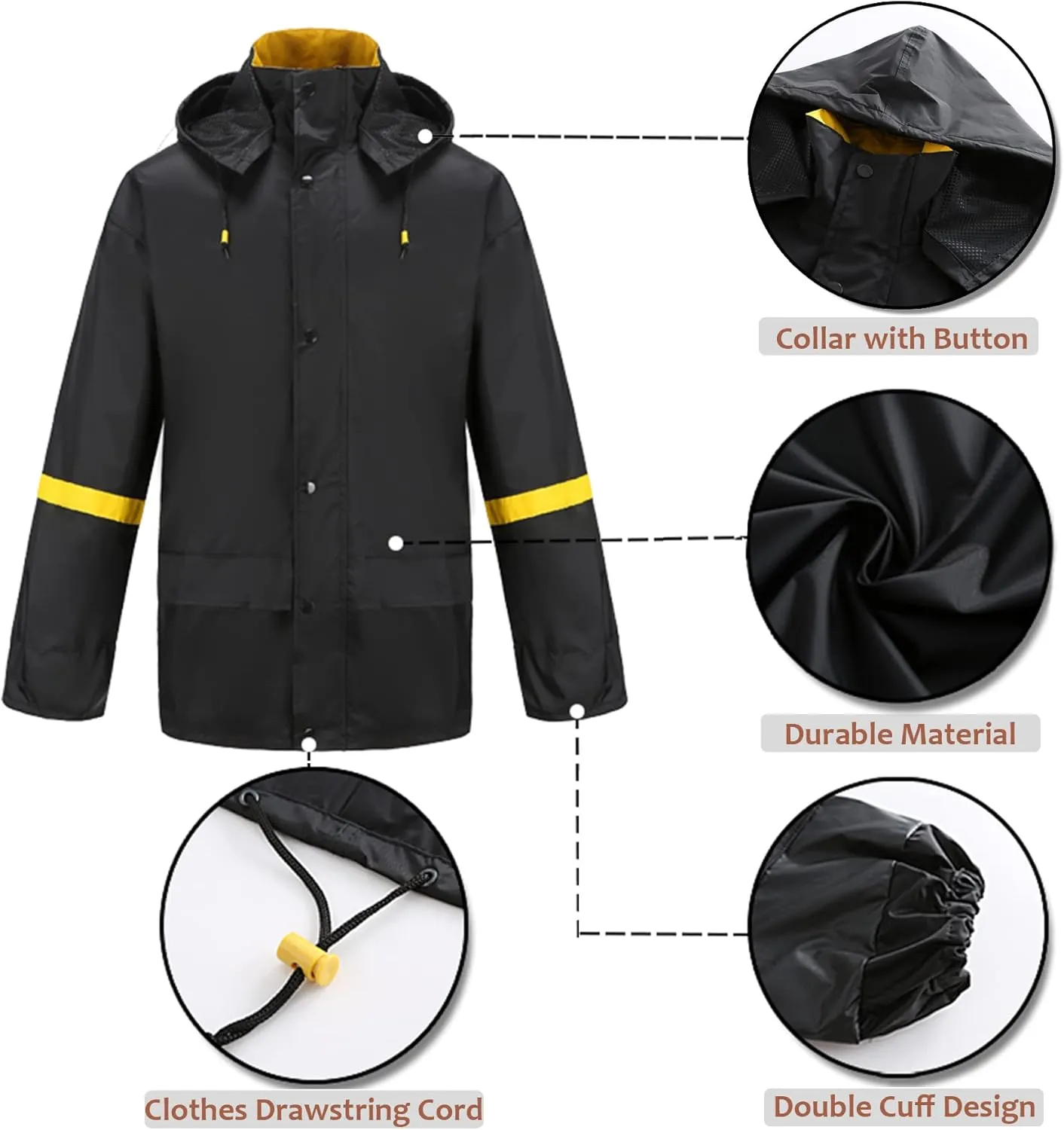 Ourcan Rain Suits for Men Classic Rain Gear Waterproof Rain Coats Hooded Man's Rainwear Fishing Rain Jacket and Rain Pants