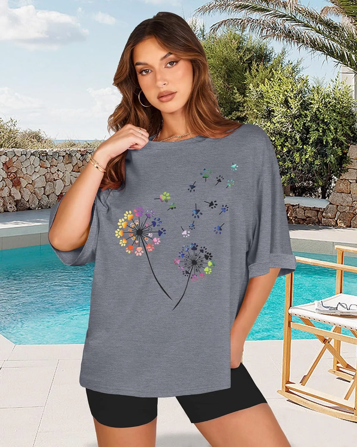 Oversized Tshirts for Women Summer Short Sleeve Casual Basic Tee Tops Loose Fit Shirts