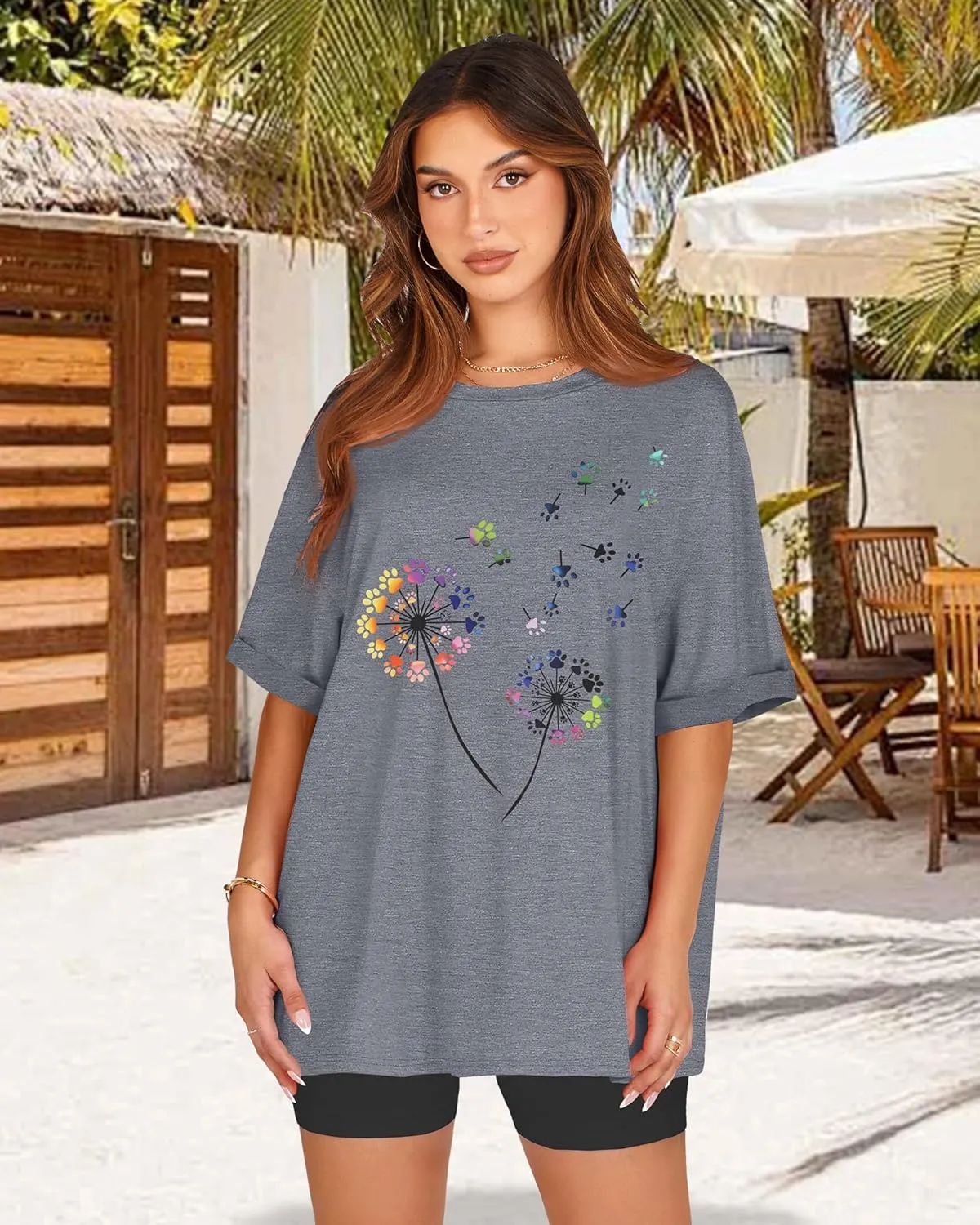 Oversized Tshirts for Women Summer Short Sleeve Casual Basic Tee Tops Loose Fit Shirts