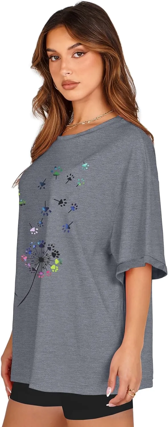 Oversized Tshirts for Women Summer Short Sleeve Casual Basic Tee Tops Loose Fit Shirts
