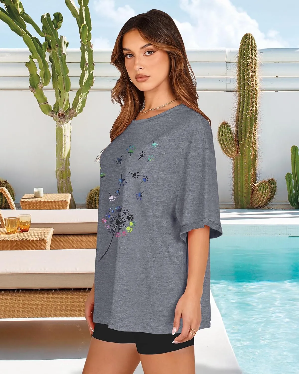 Oversized Tshirts for Women Summer Short Sleeve Casual Basic Tee Tops Loose Fit Shirts