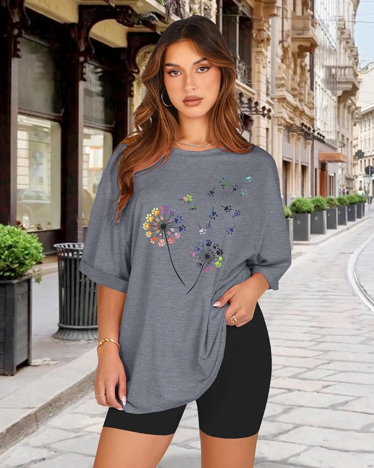 Oversized Tshirts for Women Summer Short Sleeve Casual Basic Tee Tops Loose Fit Shirts