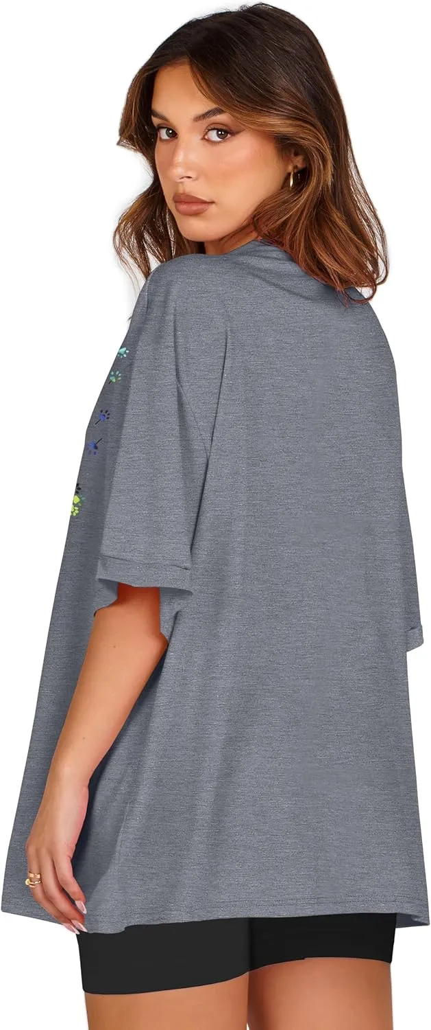 Oversized Tshirts for Women Summer Short Sleeve Casual Basic Tee Tops Loose Fit Shirts