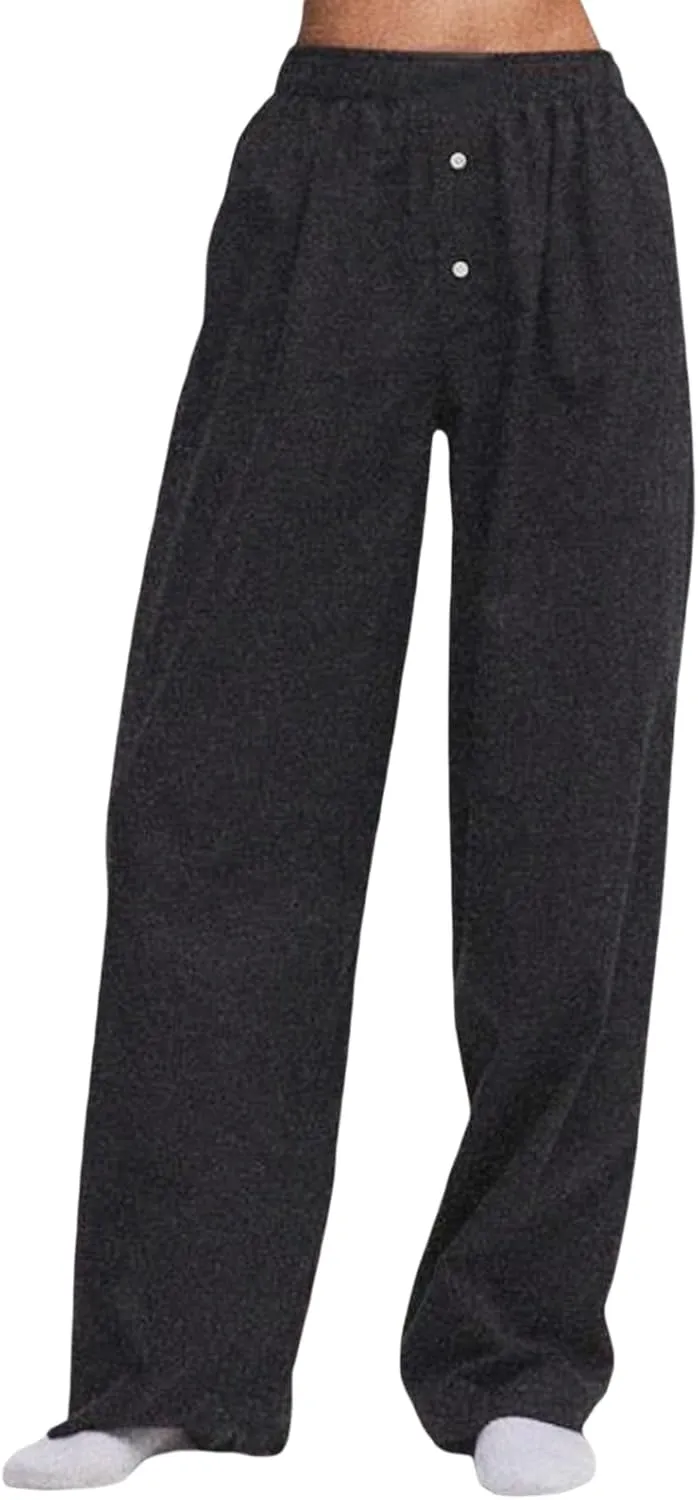 Owl's-Yard Women Y2K Stripe Print Pants Elastic Waist Dreawstring Wide Leg Trousers Striped Casual Lounge Pants with Pockets