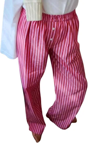 Owl's-Yard Women Y2K Stripe Print Pants Elastic Waist Dreawstring Wide Leg Trousers Striped Casual Lounge Pants with Pockets