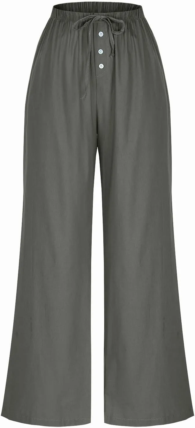 Palazzo Pants for Women,High Waisted Wide Leg Pants Woman Summer Flowy Drawstring Business Casual Trendy Trousers