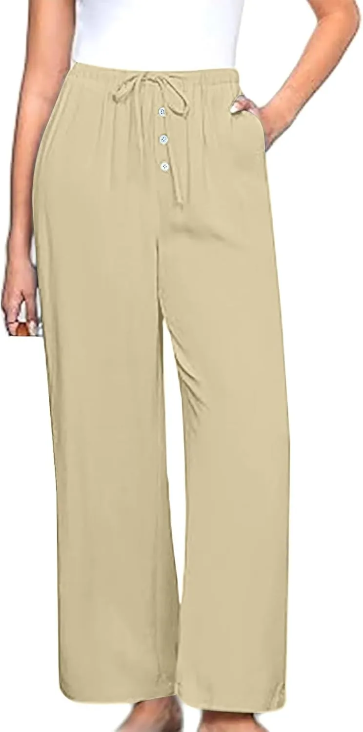 Palazzo Pants for Women,High Waisted Wide Leg Pants Woman Summer Flowy Drawstring Business Casual Trendy Trousers