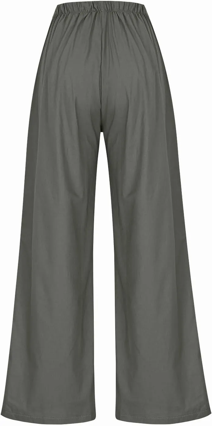 Palazzo Pants for Women,High Waisted Wide Leg Pants Woman Summer Flowy Drawstring Business Casual Trendy Trousers
