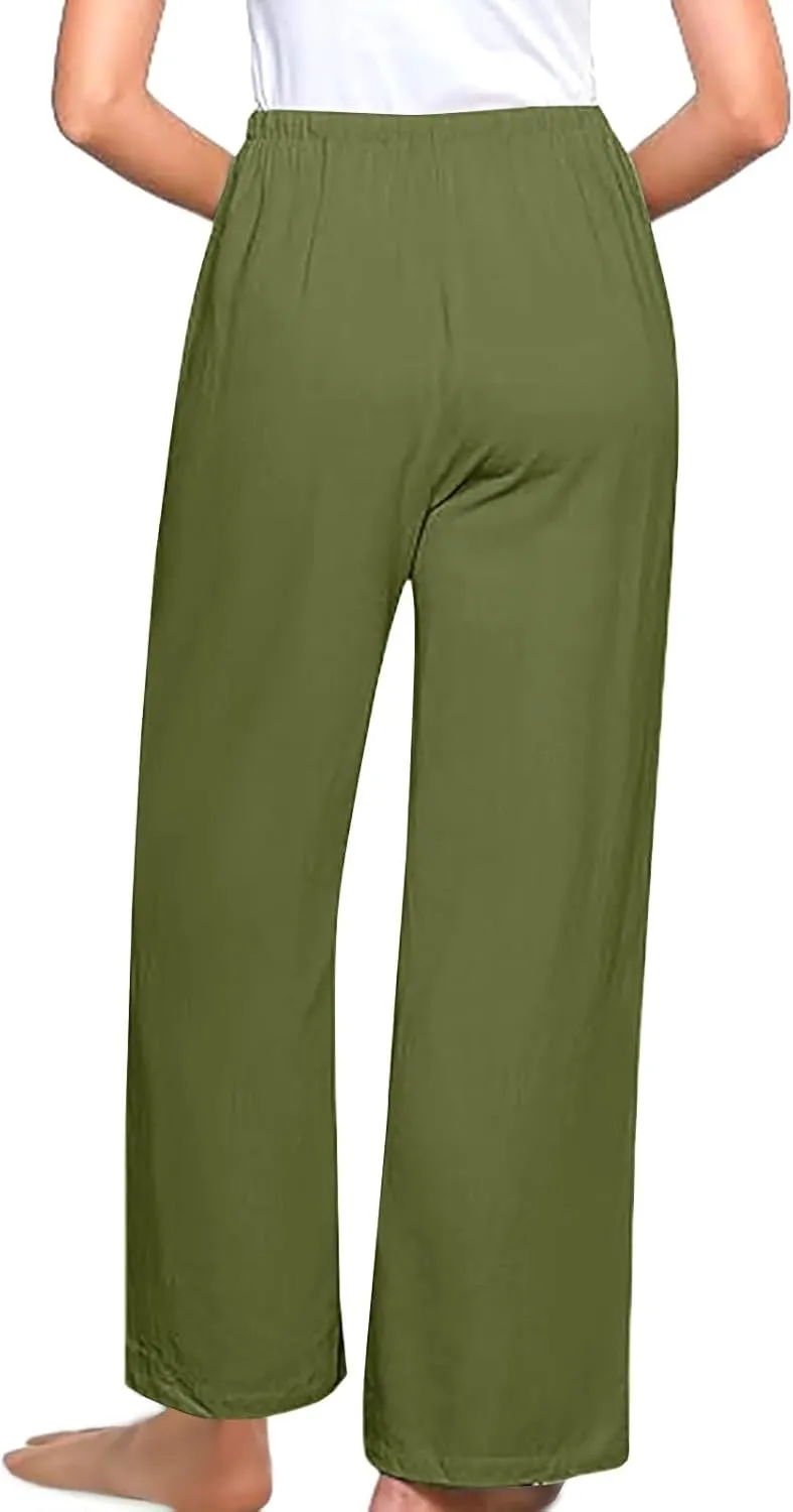 Palazzo Pants for Women,High Waisted Wide Leg Pants Woman Summer Flowy Drawstring Business Casual Trendy Trousers