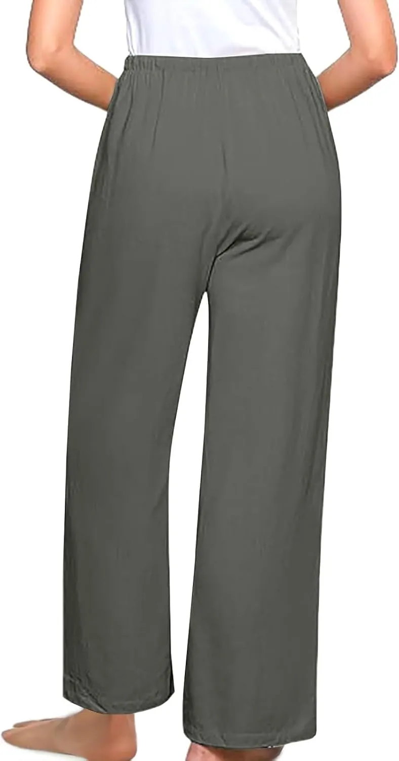 Palazzo Pants for Women,High Waisted Wide Leg Pants Woman Summer Flowy Drawstring Business Casual Trendy Trousers