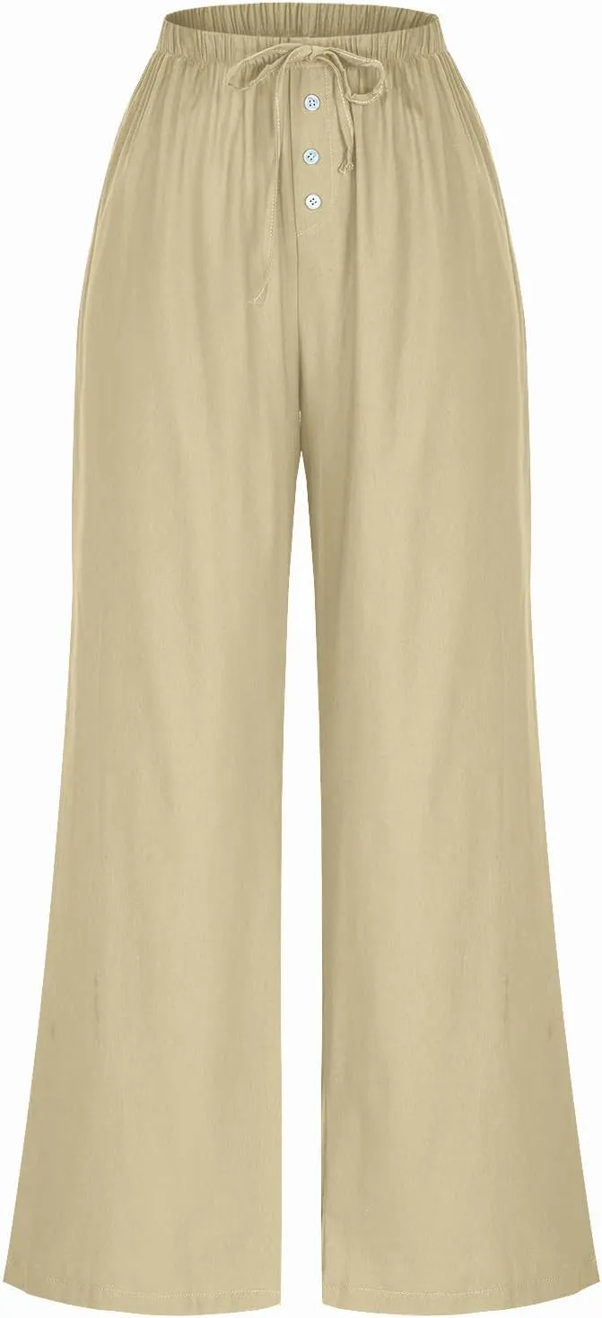 Palazzo Pants for Women,High Waisted Wide Leg Pants Woman Summer Flowy Drawstring Business Casual Trendy Trousers