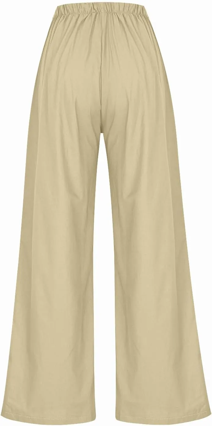 Palazzo Pants for Women,High Waisted Wide Leg Pants Woman Summer Flowy Drawstring Business Casual Trendy Trousers