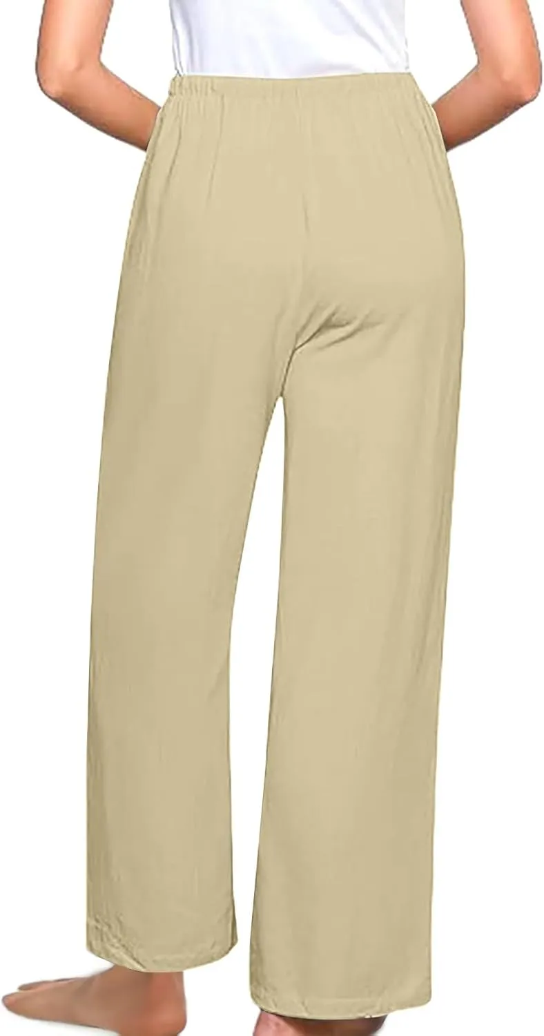 Palazzo Pants for Women,High Waisted Wide Leg Pants Woman Summer Flowy Drawstring Business Casual Trendy Trousers