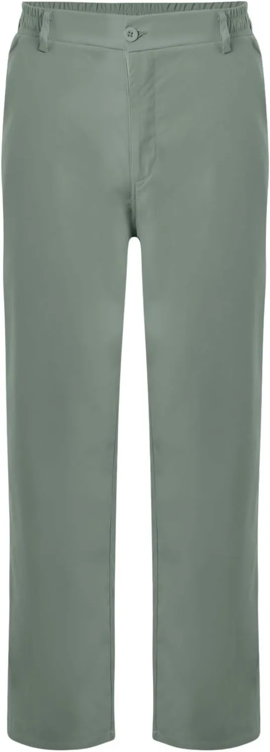 Pants for Men Casual Lightweight Relaxed Fit Chino Pant with Pocket Button Elastic Waistband Baggy Business Trousers