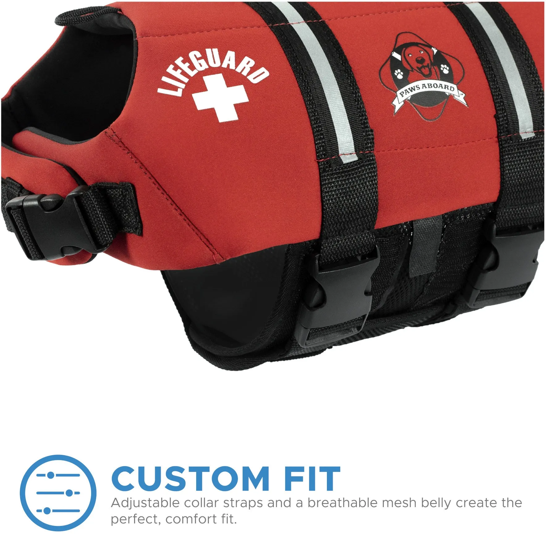 Paws Aboard Dog Life Jacket - RED NEOPRENE