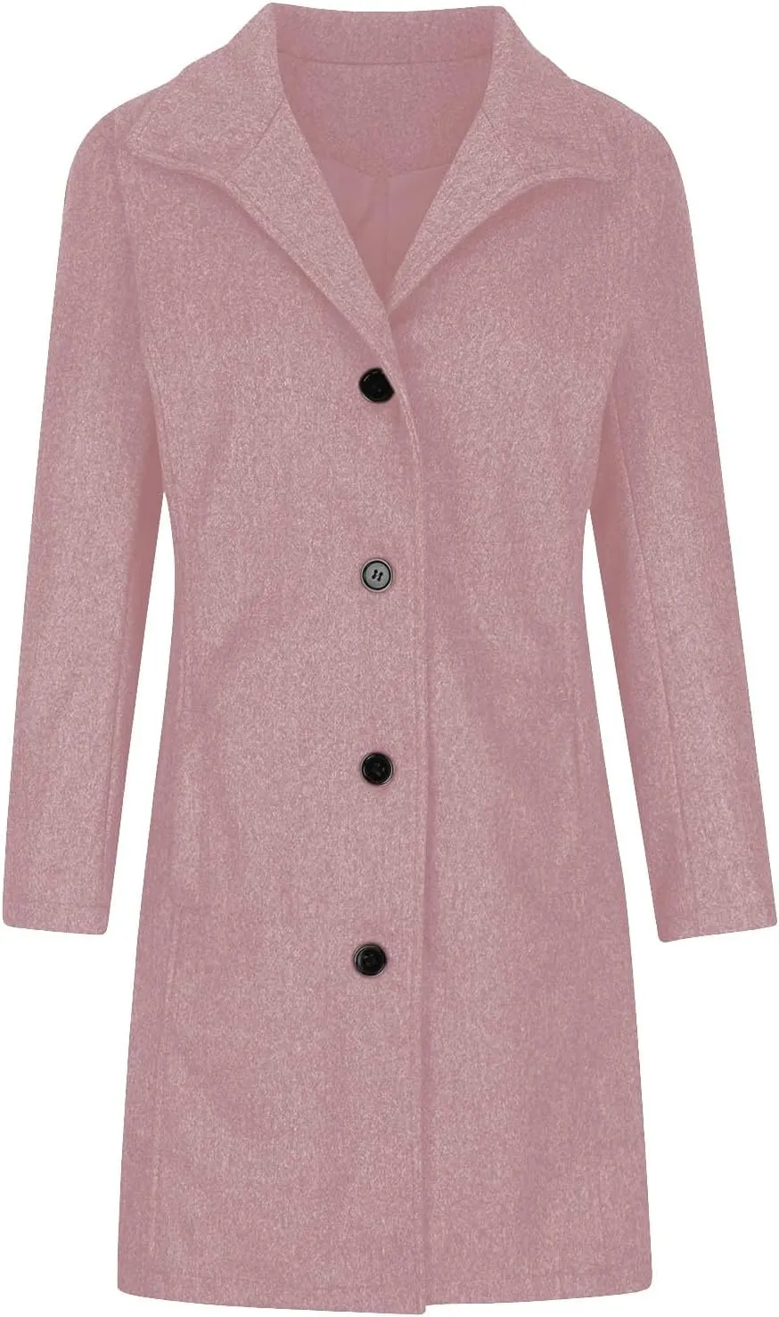 Pea Coats for Women Winter Stand Collar Trench Coats Trendy Single Breasted Tweed Jacket with Pockets Long Wool Overcoat