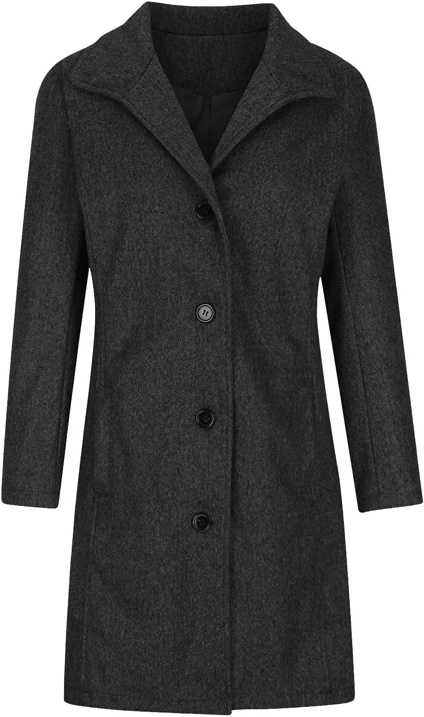 Pea Coats for Women Winter Stand Collar Trench Coats Trendy Single Breasted Tweed Jacket with Pockets Long Wool Overcoat