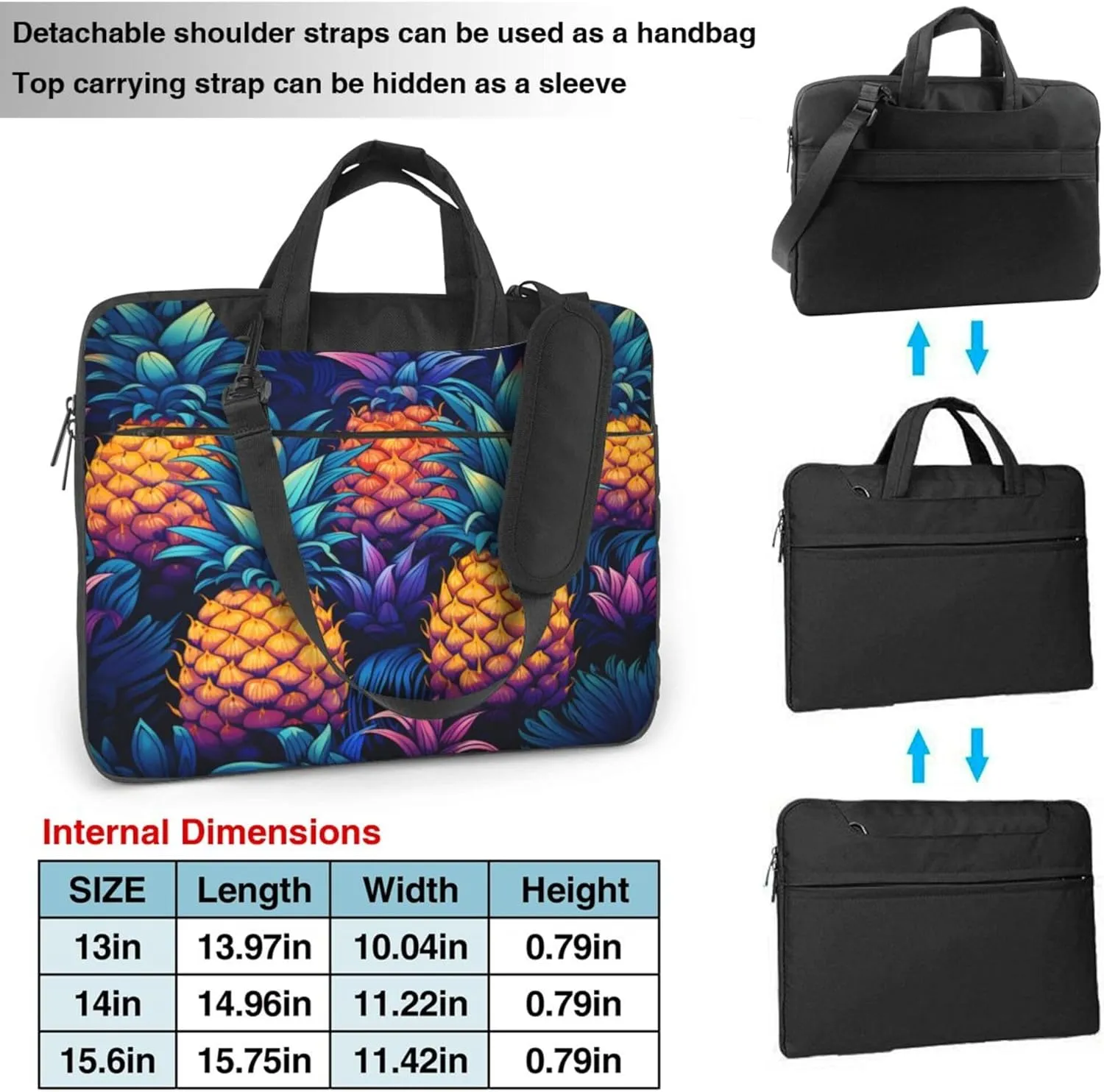 Pineapples Laptop Shoulder Bag for Women, Laptop Sleeve Case Durable Computer Bag